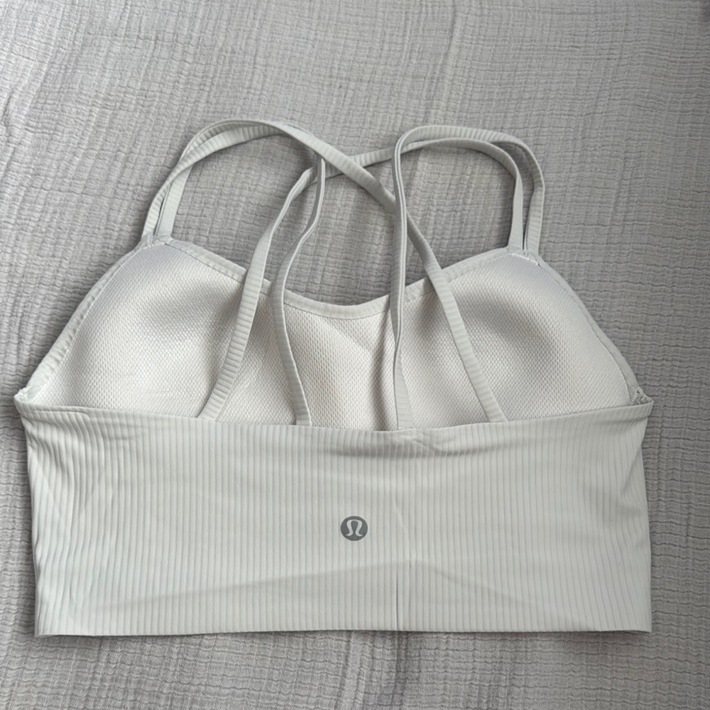 Lululemon Like a Cloud Long line Double-Strap Sports Bra size 8 ribbed white